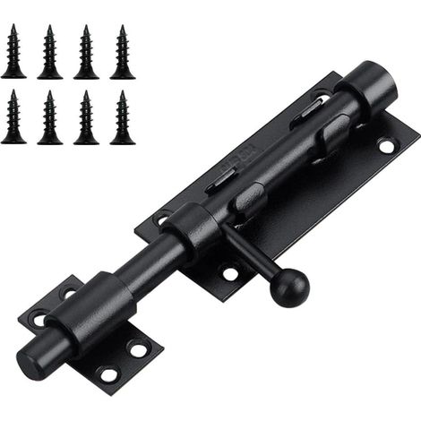 Edelstahl Türriegel 160mm Schwarz mit Vorhängeschlossloch