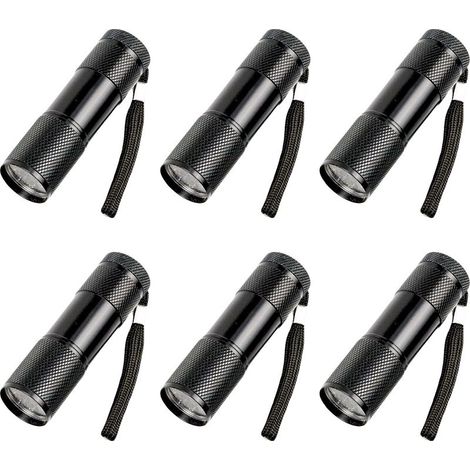 Lampe Torche UV - 9 LED - Lumière Noire Ultraviolette - Pour Détection Fluorescente Intérieure Extérieure - Lot de 6 (1/5)
