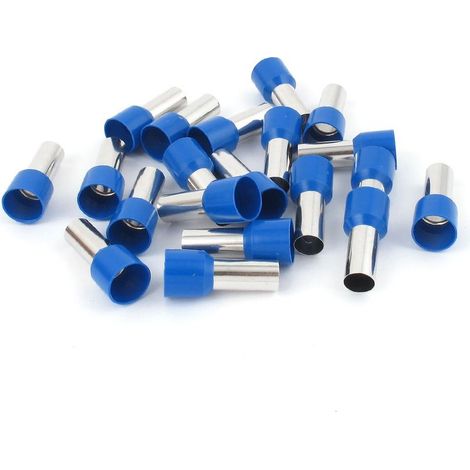 sourcing map 20pcs 25mm2 bornes à sertir isolées Embout de Câble Embout de Câblage Cosse à Sertir électrique Fil Sertissage Borne Connecteur Terminal Virole Bleu E25-16 4 AWG