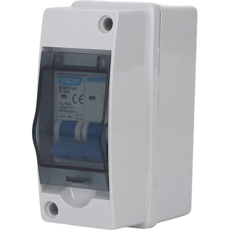 Interrupteur de déconnexion DC 40A Couvercle transparent Disjoncteur miniature IP65 pour systèmes photovoltaïques 1000V