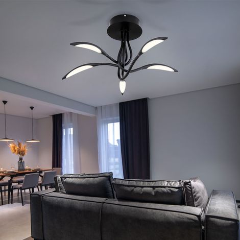 Plafonnier moderne noir chambre lampe plafond grandes lampes salon plafond, courbé, 1x LED 25W 940Lm blanc chaud, DxH 68x33 cm