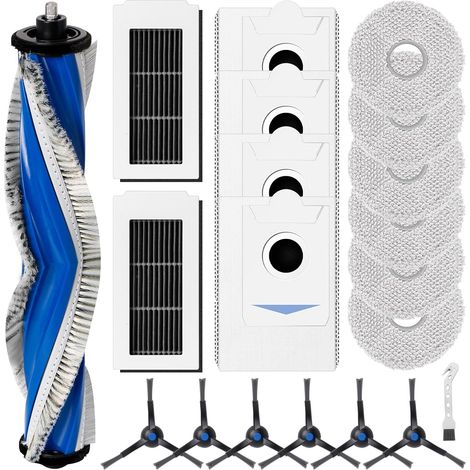 Kit de accesorios para aspiradora robot ECOVACS DEEBOT X5 Omni con 1 cepillo giratorio, 2 filtros HEPA, 6 mopas, 4 bolsas para polvo, 6 cepillos laterales y 1 cepillo de limpieza. (1/5)