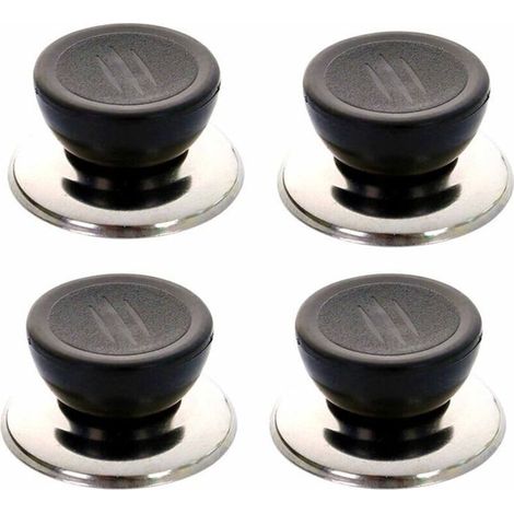Bouton de couvercle de casserole - Ensemble de 4 pièces - en acier inoxydable et polypropylène - facile à installer