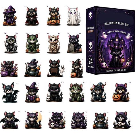 Calendrier du compte à rebours d'Halloween 2026, ornements de chats en acrylique 2D Pendentifs suspendus, calendriers de l'avent d'halloween, pour fête de vacances, maison (1/5)