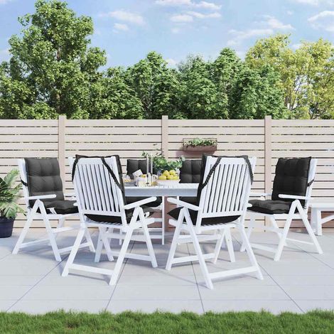 Coussins de chaise à dossier bas imperméables noirs en tissu Oxford, lot de 6, 100 x 50 cm - PANGIVO (1/5)