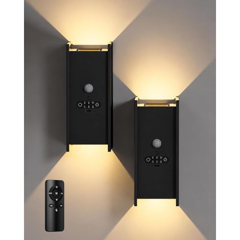 Lot de 2 Applique Murale Sans Fil avec Détecteur de Mouvement, Télécommande (1/5)