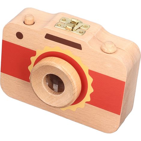 Boîte de rangement pour dents de lait avec appareil photo, collection, multifonctionnelle, en bois, rouge soleil (1/5)