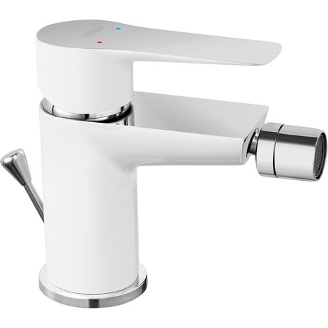 Rubinetto bidet Adore, piletta a scomparsa in metallo, bianco/cromo (1/5)