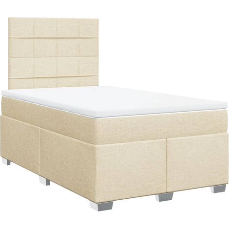 Maison Exclusive - Sommier à lattes de lit avec matelas crème 120x190 cm tissu (1/5)