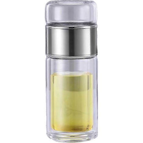 Bouteille d'eau en verre borosilicate de haute qualité - Gobelet infuseur double paroi avec filtre à thé, pour une utilisation quotidienne (1/5)