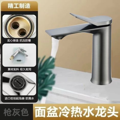 Foreign Trade Bathroom Vanity Washbasin Hot and Cold Water Faucet Household Bathroom Sink Washbasin Handwashing Basin Splash-proof Faucet -- D-334