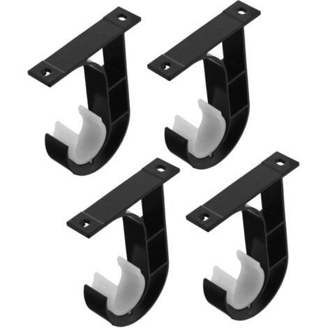 4pcs Ceiling Curtain Rod Brackets, Heavy Duty Curtain Rod Brackets, Black Ceiling Curtain Rod Hooks, 28mm Rod, Ceiling Brackets for Home Hardware (1/5)
