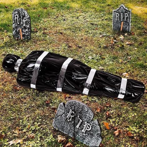 Décorations d'Halloween PIMPIMSKY - Décoration de maison hantée d'accessoires extérieurs effrayants de faux cadavre noir a5 (1/4)