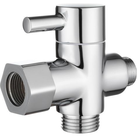 Vanne 3 voies en laiton massif 3/8" pour toilette WC, chromée, modèle DSF007D (1/5)