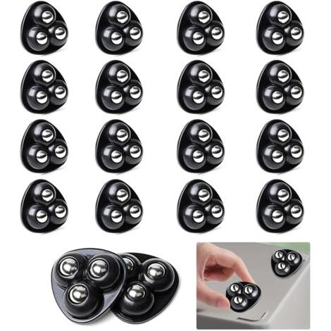 16 Pièces Mini Roulettes Meubles Pivotantes 360 Degrés Roulettes Autocollantes Billes Meubles Silencieuses,pour Meubles Canapé D'Armoire (Billes D'acier Noires) (1/5)