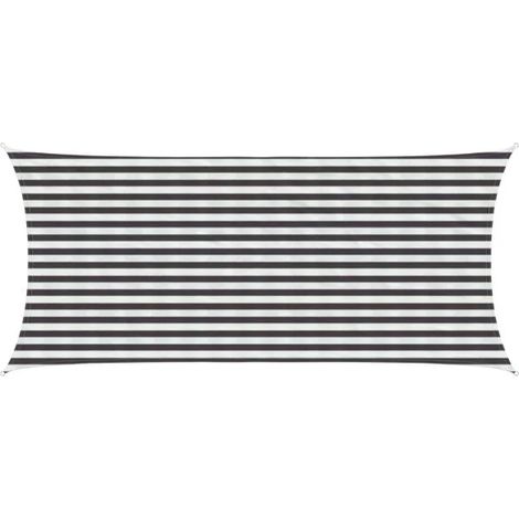 Voile d'ombrage gris anthracite et blanche 2 x 4 mètres en PEHD (1/5)