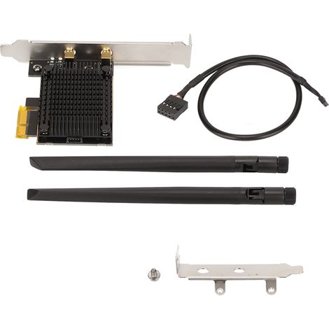 Carte PCIe WiFi 6 5400Mbps, technologie MU MIMO, double antenne 8dBi, compatible 2.4G/5G/6G, transmission stable pour ordinateur de bureau. (1/5)
