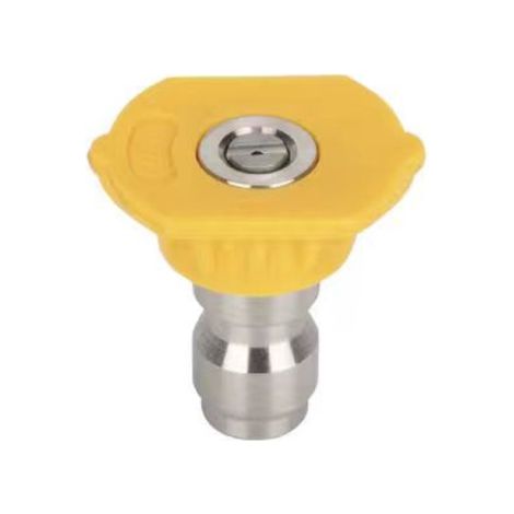 1/4 ultra-haute pression machine à laver de voiture pistolet à eau à prise rapide buse buse en forme d'éventail connexion rapide nettoyage machine pistolet tête accessoires jaune 15 ° ouverture 1.2mm (1/2)