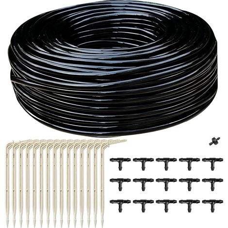Igation Goutte à Goutte 3/5 mm, 15M Icro Tuyau Irrigation Goutte à Goutte avec 15 Raccord en T/15 Goutteurs, l'irrigation Racinaire Kit Jardin Pelouses Irrigation (1/5)