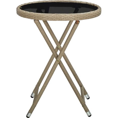 Maison Exclusive - Beistelltisch Beige 60 cm Poly Rattan und Hart