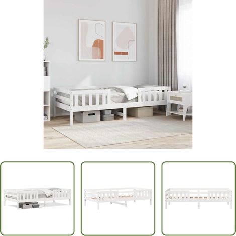 Cadre de lit blanc - Cadre de lit sans matelas blanc 80x200 cm bois massif de pin (1/5)