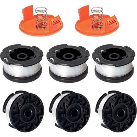 Trimmerfadenspule kompatibel mit Black+Decker A6481 A6485 AF-100 AF-100-3ZP, geeignet für ST5530-GB GLC3630L20-GB STC1820PC-GB BESTA530-GB BESTA525-GB (6 Spulen + 2 Abdeckungen + 2 Trommeln)