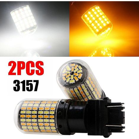 Lot de 2 ampoules LED 3757 3157 4157na à double fonction (blanc/ambre) pour clignotants de stationnement (1/3)
