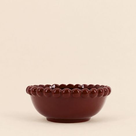 Coupe décorative en céramique à perles bordeaux 26cm (1/5)