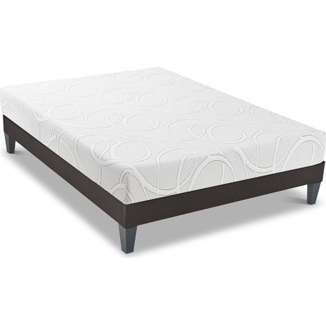 OLYMPE LITERIE Ensemble EUPRAXIE 90x190 cm Matelas Mémoire de forme + Sommier Bois (1/5)