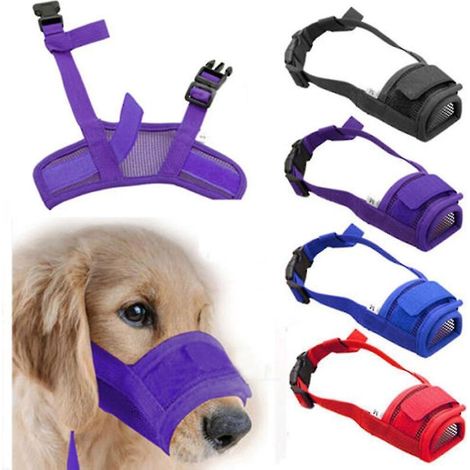 1x Verstellbare Hundemaske, Antibell- und Antibeißmaulkorb aus Netzgewebe, zur Fellpflege und um Hunde am Kauen zu hindern (Shytmv-XXL, Maulumfang 28-34 cm, schwarz) (1/5)