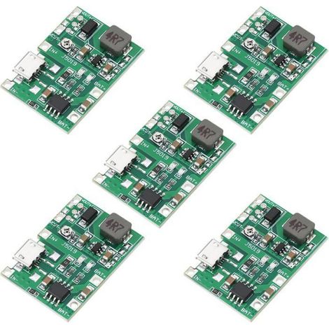 Modules chargeur 2A 18650 Li-ION, lot 5 pièces boost 5V/9V/12V protection surcharge équipements batterie