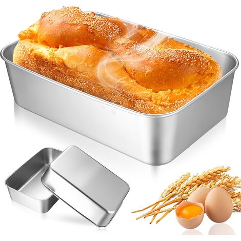 3 Pcs Moule à Pain de Mie Rectangulaire Inox, Moule a Cake, Moules à Gâteaux Pâtisserie en Acier Inoxydable pour Cuisson de Toasts Pain Desserts Tarte Lasagne (2214.56.5cm) (1/5)