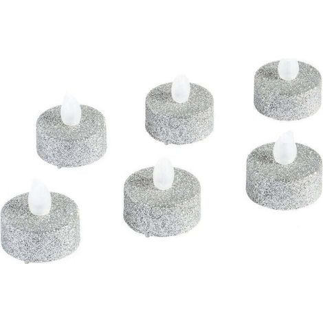 Lot de 6 Bougies Votive pailletées LED argent (1/2)