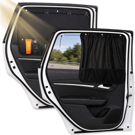 Parasol para Coche de Bebé - Juego de 2, 70 x 50 cm con Protección UV, Ventosas y Bolsillos de Malla para Asiento Trasero, Ventanas Laterales, Parasol Flexible para niños, Cortina de privacidad