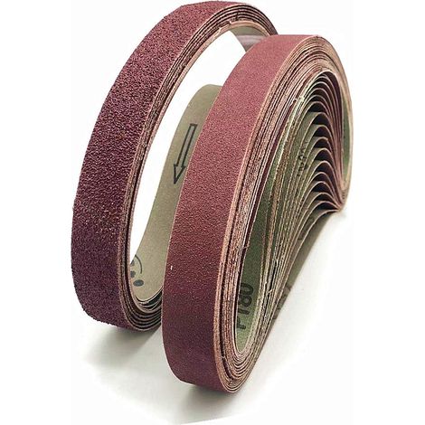 Schleifband 25x762 mm, Packung mit 30 Stück, 5 gemischte Körnungen (P40/80/120/180/320), Schleifmittel für Bandschleifer, ideal für Metall und Holz, zum Polieren. (1/5)