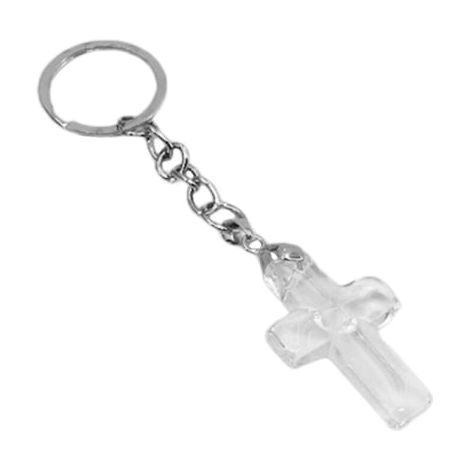 Porte-clés croix en cristal décoratif, accessoire religieux élégant, porte-clés cadeau doré, bijou de sac à main, ornement chrétien raffiné (1/3)