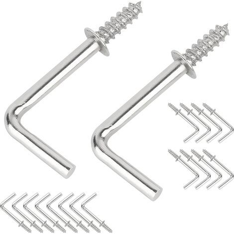 Lot de 20 Crochet à Vis, 20mm Petits Crochets à Visser à Angle Droit, en Acier au Carbone en Forme de L, Crochets à Vis Autotaraudeuses à Métal pour Accrocher (1/5)