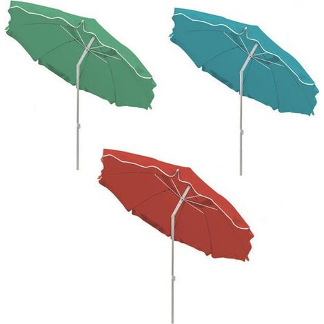 Ombrellone da mare con snodo 240cm per piscina giardino terrazzo balcone in alluminio e tessuto - colorigenerali: ROSSO (1/4)