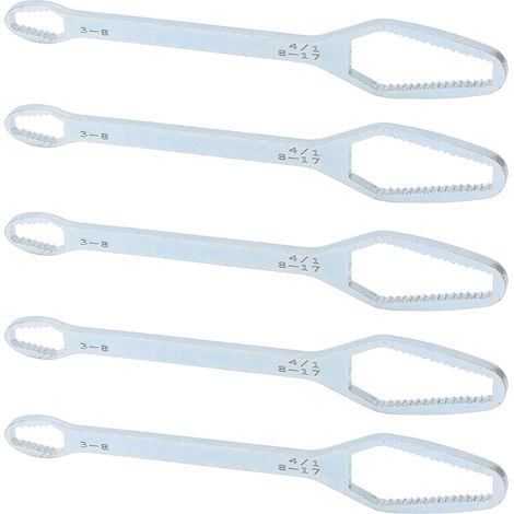 Clé à double extrémité multifonctionnelle (5 pièces) avec autoserrage, outil de réglage 3-17 mm, couleur argentée avec revêtement en zinc (1/5)