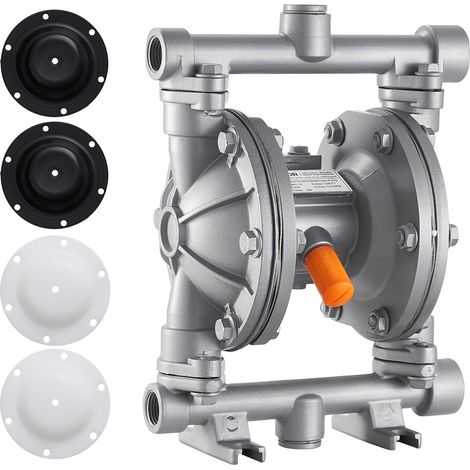 VEVOR Pompe Pneumatique a Double Membrane 25 L/min, Pompe a Diaphragme Pneumatique Transfert Huile Usagee, Entree Sortie Air Standard, Corps Alliage Aluminium, pour Diesel, Graisse, Kerosene, Essence (1/5)