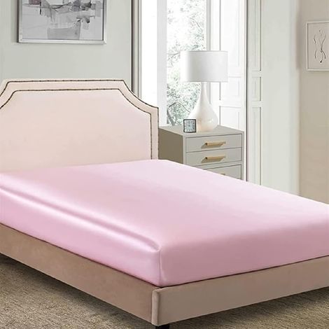 Drap-housse 90x200cm Rose Satin Drap-housse matelas jusqu'à 25cm