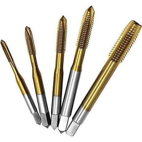 Lntyq 5-tlg. M3/M4/M5/M6/M8 Titanbeschichteter Gewindebohrersatz mit gerader Nut (1/4)
