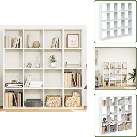 Estantería de almacenamiento - vidaXL Estantería librería madera ingeniería blanca 137,5x29x137,5 cm - Estantería de madera de ingeniería
