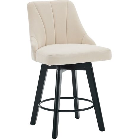 Tabourets de bar pivotants en tissu beige avec dossier - lot de 2, 53x53,5x94,5 cm (1/5)