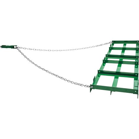 Mophorn Herse traînante robuste de 1,8 m avec barres réglables et chaîne de 183 cm, râteau de paysage remorquable pour VTT, UTV, tracteur, tondeuse, outil de nivellement de pelouse