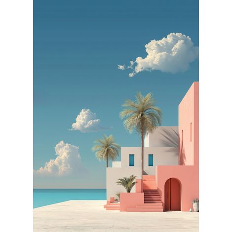 Tableau sur verre synthétique architecture des îles 65x97 cm - Impression sur Verre synthétique - Image HD  imprimée sur Verre synthétique - Tableau mural décoratif - Fabriqué en France (1/5)