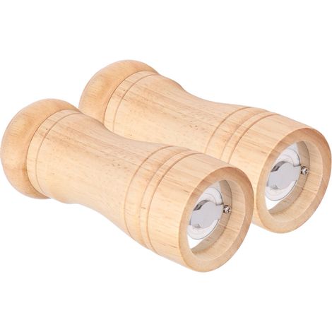 Lot de 2 moulins à poivre en céramique naturelle, broyeur d’épices multifonction pour cuisine, hauteur 14,5 cm (1/5)