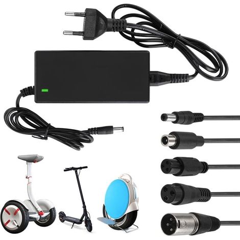 Chargeur Trottinette électrique, 42V 2A Chargeur de Batterie au Li-on Adaptateur Câble de Chargeur Universel avec 5 Connecteur pour vélo électrique, Scooter, vélo d'équilibre (1/5)