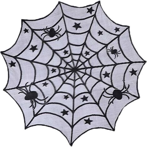 Nappe en dentelle d'Halloween, nappe en toile d'araignée en fibre de polyester nappe en dentelle noire décoration d'Halloween table à manger/rideau/cheminée/porte/abat-jour (1/5)