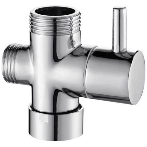 SABIR Valve 3 voies en laiton massif G1/2" Douchette Composants de Douche Raccord universels, Chrome DSF007 (1/5)